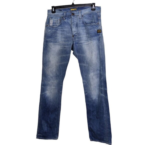 G-STAR RAW DENIM ATTAC STRAIGHT Mens 31 Blue Jeans Button Fly Pants - Picture 1 of 9